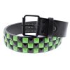 Afbeelding van Zacharia | Riem van PU met 3 rijen zwart neon-groene piramides studs