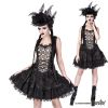 Afbeelding van Sinister | Gothic minirok Fay, tule met 2 laagjes zwart kant met strikjes