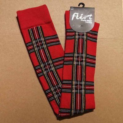 Foto van Flirt | Overknee sokken met rode tartan print