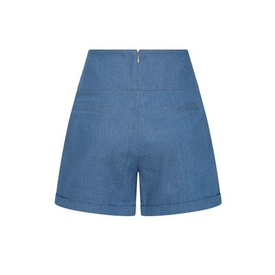 Foto van Banned | Vintage Rock'n Roll denim hoge taille korte broek Millie met zwaluw borduursel