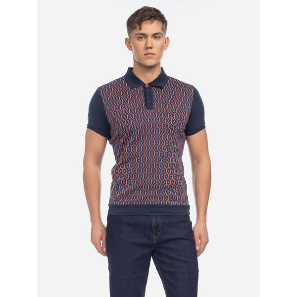ATO Berlin | Polo Enzio bio katoen, iris cherry jacquard patroon