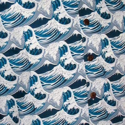 Foto van Chenaski | Overhemd korte mouw Japanese Waves blauw