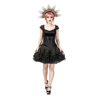 Foto van Sinister | Gothic minirok Roxanne, met zwarte kanten laagjes