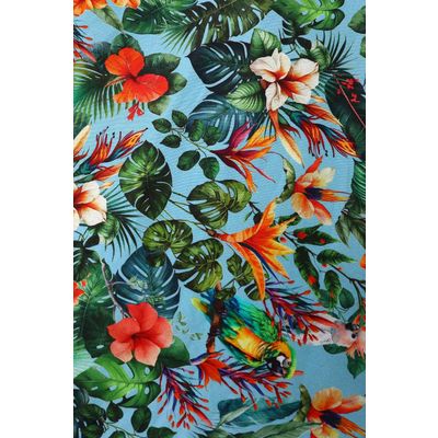 Foto van Dolly and Dotty | Daisy Tropical Parrot vintage halterswing jurk met papagaai print