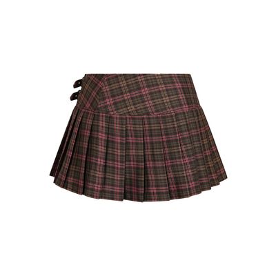 Foto van Banned | Roze bruin geruit tartan mini rok, Darkdoll