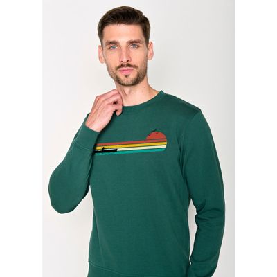 Foto van Green Bomb | Trui sweater Nature canoe river, jungle green bio katoen