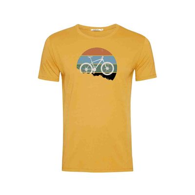 Foto van Green Bomb | T-shirt Bike downhill, ochre geel bio katoen