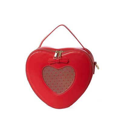 Foto van Banned | Handtas Elegant spots rode hartjes tas met stipjes