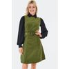Afbeelding van Voodoo Vixen | Groene ribcord jaren '60 A-lijn jurk met taille-riem