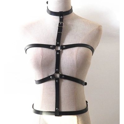 Foto van Zacharia | Harnas met verstelbare borst en taille banden, ringen en choker