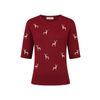 Afbeelding van Banned | Bordeaux-rood truitje met 3/4 mouw en Ruby sweet deer borduursels