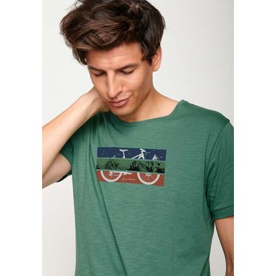 Foto van Green Bomb | T-shirt Bike mountain groen bio katoen