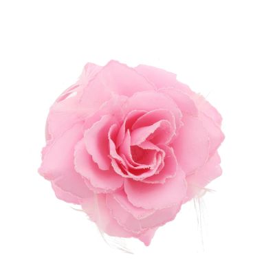 Zacharia | Lichtroze roos met glitter en veertjes 