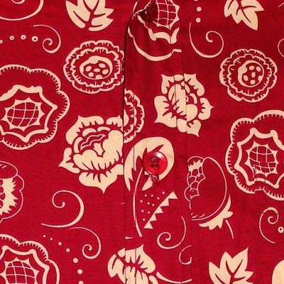 Foto van Chenaski | Retro overhemd, flowers red creme