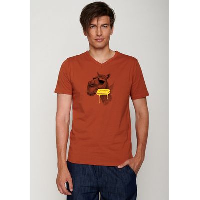 Foto van Green Bomb | T-shirt animal camel ice cream, rood bio katoen