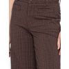 Afbeelding van ATO Berlin | Hoge taille broek Lacy met rechte wijde pijpen bruin bordeaux geruit