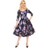 Afbeelding van Hearts & Roses | Faye swing jurk met paars aquarel bloemmotief