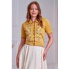 Afbeelding van Banned | Gele Cardigan Penny flower met korte mouw en bloemen borduursels