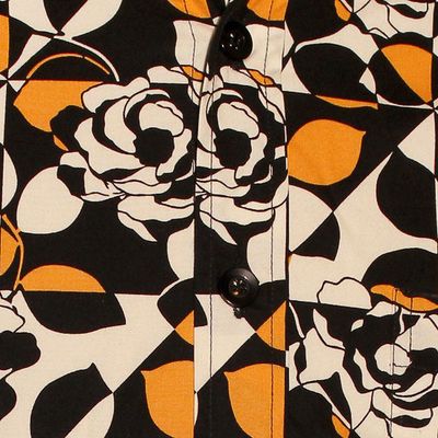 Foto van Chenaski | Retro 70's overhemd, forms flowers, creme black yellow