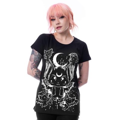 Foto van Cupcake Cult | T-shirt Baby Bats zwart met witte opdruk