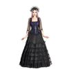 Afbeelding van Sinister | Lange Boho Goth rok Sophia, zwart satijnen met laagjes gedrapeerd kant
