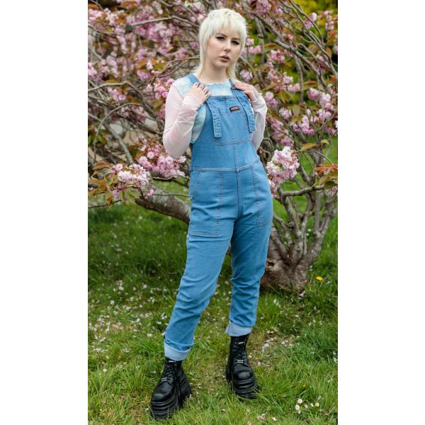 Run & Fly | Denim stretch tuinbroek, strakke pijpen, unisex