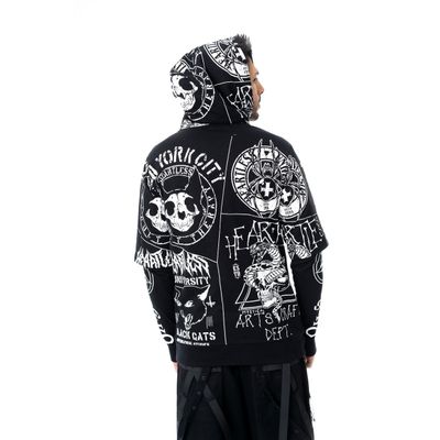 Foto van Heartless | Dark Academia hoody met mysterieuze skull, spider en cat print