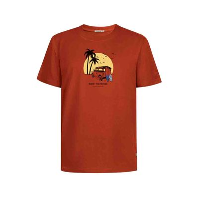 Foto van Green Bomb | T-shirt Nature car surf, steen rood bio katoen