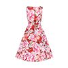 Afbeelding van Hearts & Roses | Swing jurk Charlie, rood met grote roze bloemen Queensize