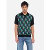 Afbeelding van ATO Berlin | Polo Giorge, blauw, groen, bruin, zwart grafisch retro patroon, biokatoen