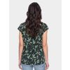 Afbeelding van ATO Berlin | Shirt Leandra zwart met groen blad en bloem motief