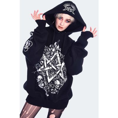 Foto van Jawbreaker | Oversized hoodie Floral pentagram print 