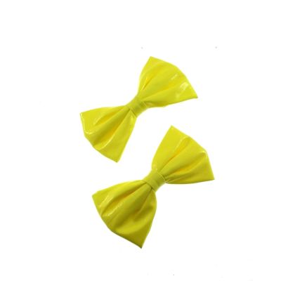 Zacharia | Paar haarclips met PVC neon gele strik