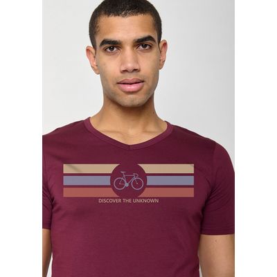 Foto van Green Bomb | T-shirt Bike Discover, velvet rain bordeaux bio katoen