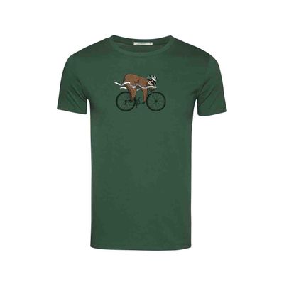 Foto van Green Bomb | T-shirt Bike finish sloth, bottle groen bio katoen