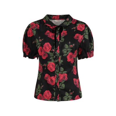 Foto van Banned | Vintage blouse Lilly met pof mouwen en romantische rozen