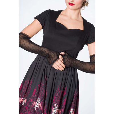 Foto van Banned | Gothic Evanora vingerloze armstukken met spinneweb