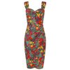 Afbeelding van Collectif | Pencil jurk Kulala Jungle met gele bloemen