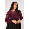 Afbeelding van Hell Bunny | Gothic top Cobra Charmer van burgundy mesh met slangen flockprint