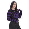 Afbeelding van Banned | Gothic jumper, zwart met paarse Alien space cat