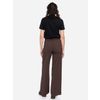 Afbeelding van ATO Berlin | Hoge taille broek Lacy met rechte wijde pijpen bruin bordeaux geruit