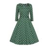 Afbeelding van Hearts & Roses | Swing jurk Kylie, groen met witte stippen