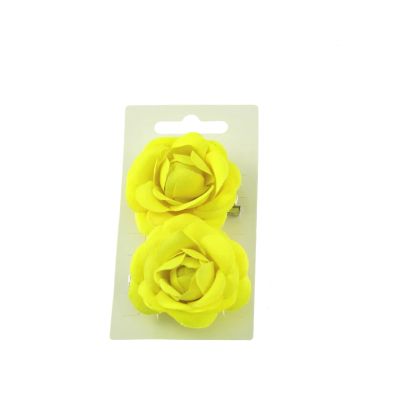 Zacharia | Paar, neon gele roosjes op haarclips 