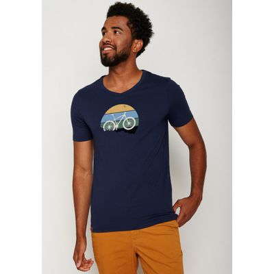 Foto van Green Bomb | T-shirt Bike downhill, navy blauw bio katoen