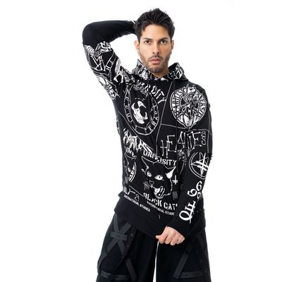 Foto van Heartless | Dark Academia hoody met mysterieuze skull, spider en cat print
