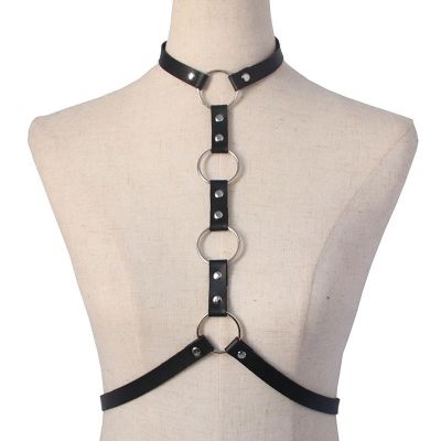 Zacharia | Harnas Crossbody met ringen en choker-halsband