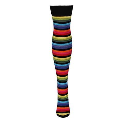 Foto van Macahel | Overknee sokken 'New dark' Regenboog met zwarte top