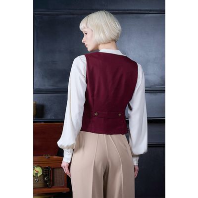 Foto van Banned | Bordeauxrood dames gilet Selma met knoopsluiting