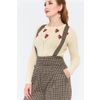 Afbeelding van Voodoo Vixen | Bruine Houndstooth pantalon met hoge taille en afneembare bretels