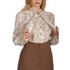 Afbeelding van Banned | Blouse Ivory-wit met Bunny print, pofmouwen en halsstrik-lint 
